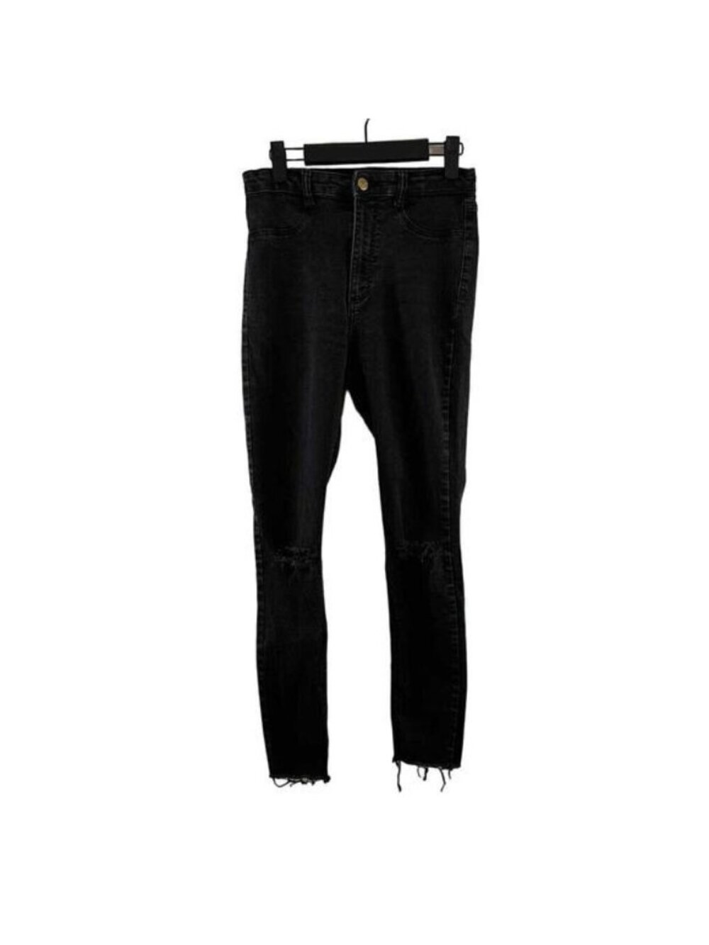 Womens Black Skinny Distressed Jeans Size 6 by Zara